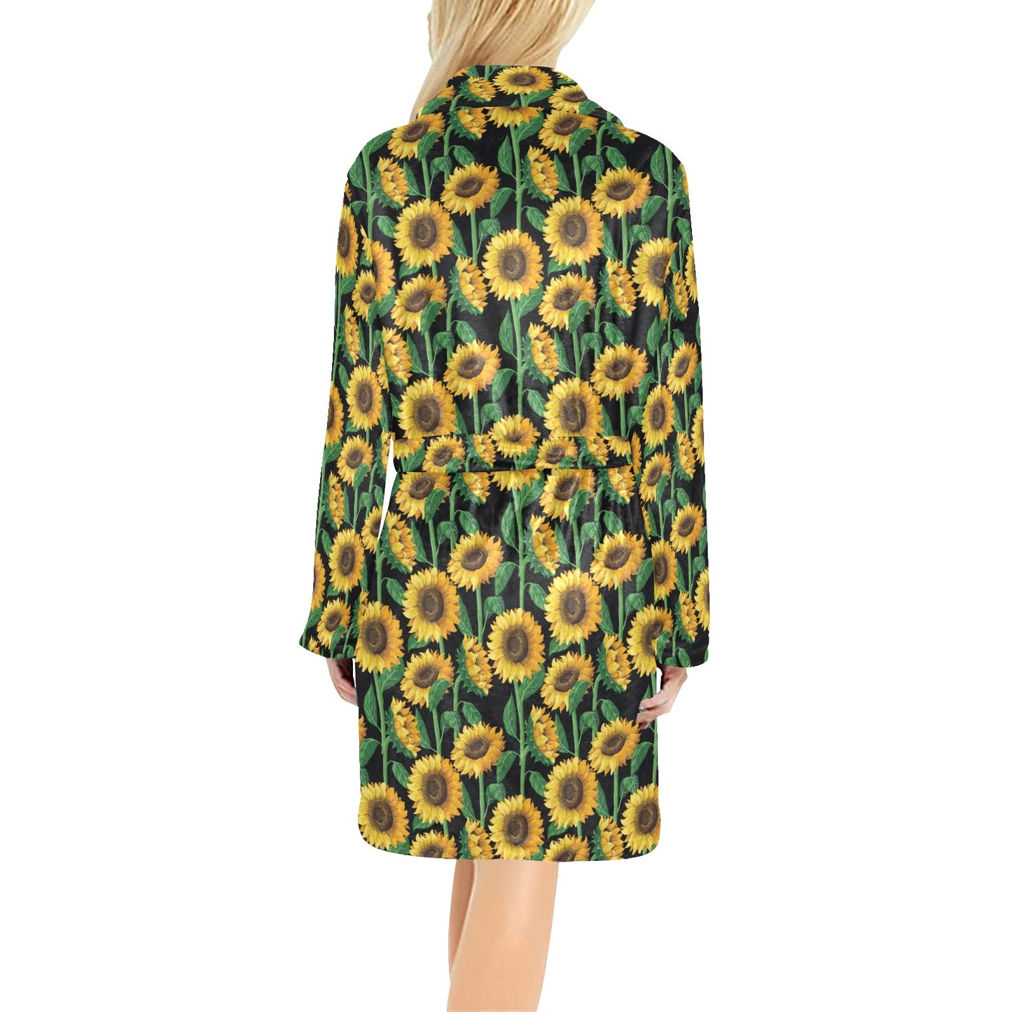 Sunflower Realistic Print Pattern Women's Fleece Robe