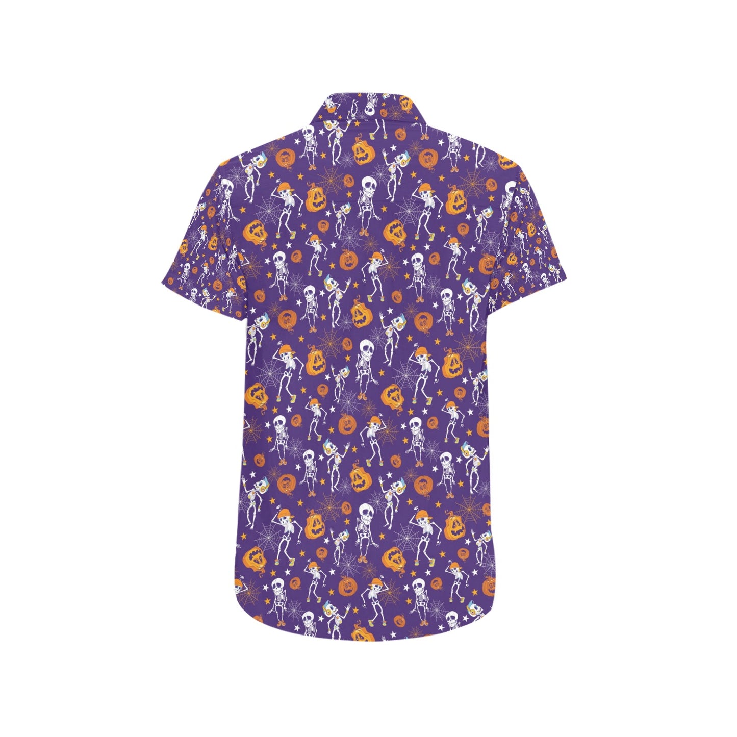 Skeleton Halloween Dance Print Design LKS304 Men Short Sleeve Button Up Shirt
