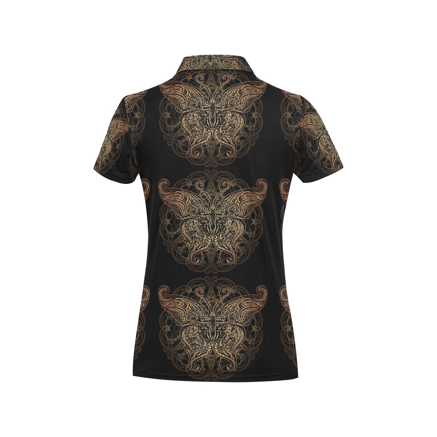 Gold Butterfly Ornamental Women's Polo Shirt