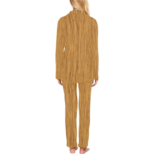 Wood Texture Print Design LKS301 Women's Long Pajama Set