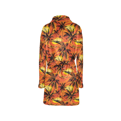 Palm Tree Pattern Print Design A02 Women's Fleece Robe