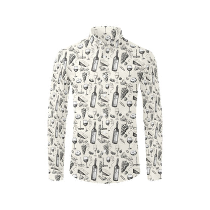 Wine Themed Print Design LKS306 Men's Long Sleeve Dress Shirt