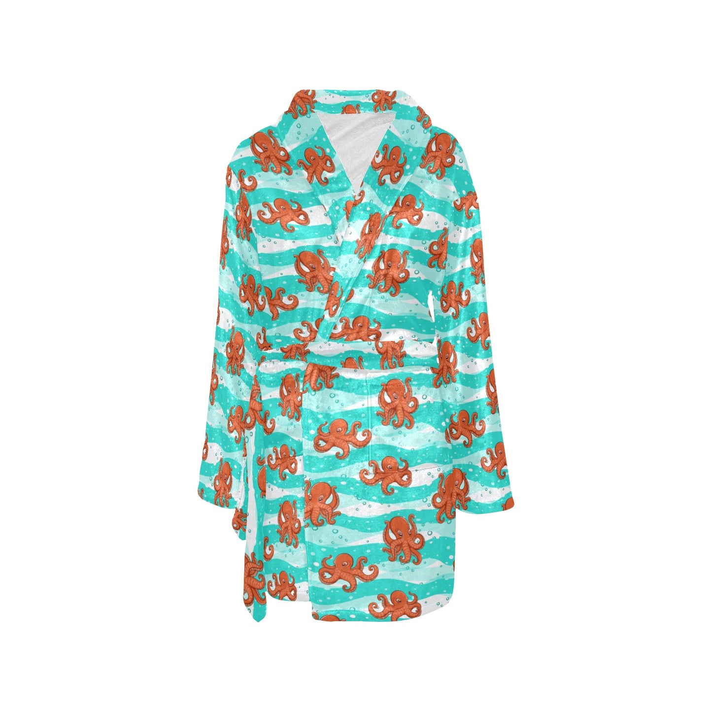 Octopus Cute Design Print Themed Women's Fleece Robe