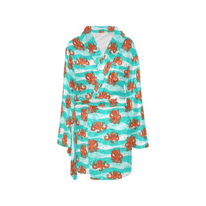 Octopus Cute Design Print Themed Women's Fleece Robe