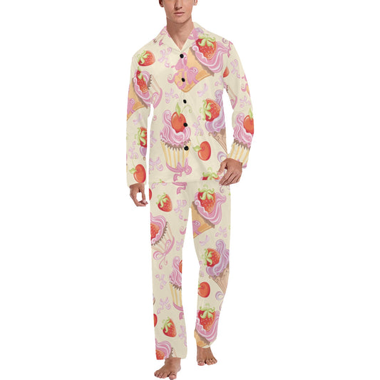 Strawberry Pink CupCake Men's Long Pajama Set