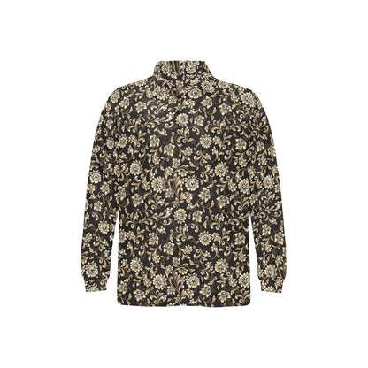 Brocade Pattern Print Design 03 Long Sleeve Polo Shirt For Men's