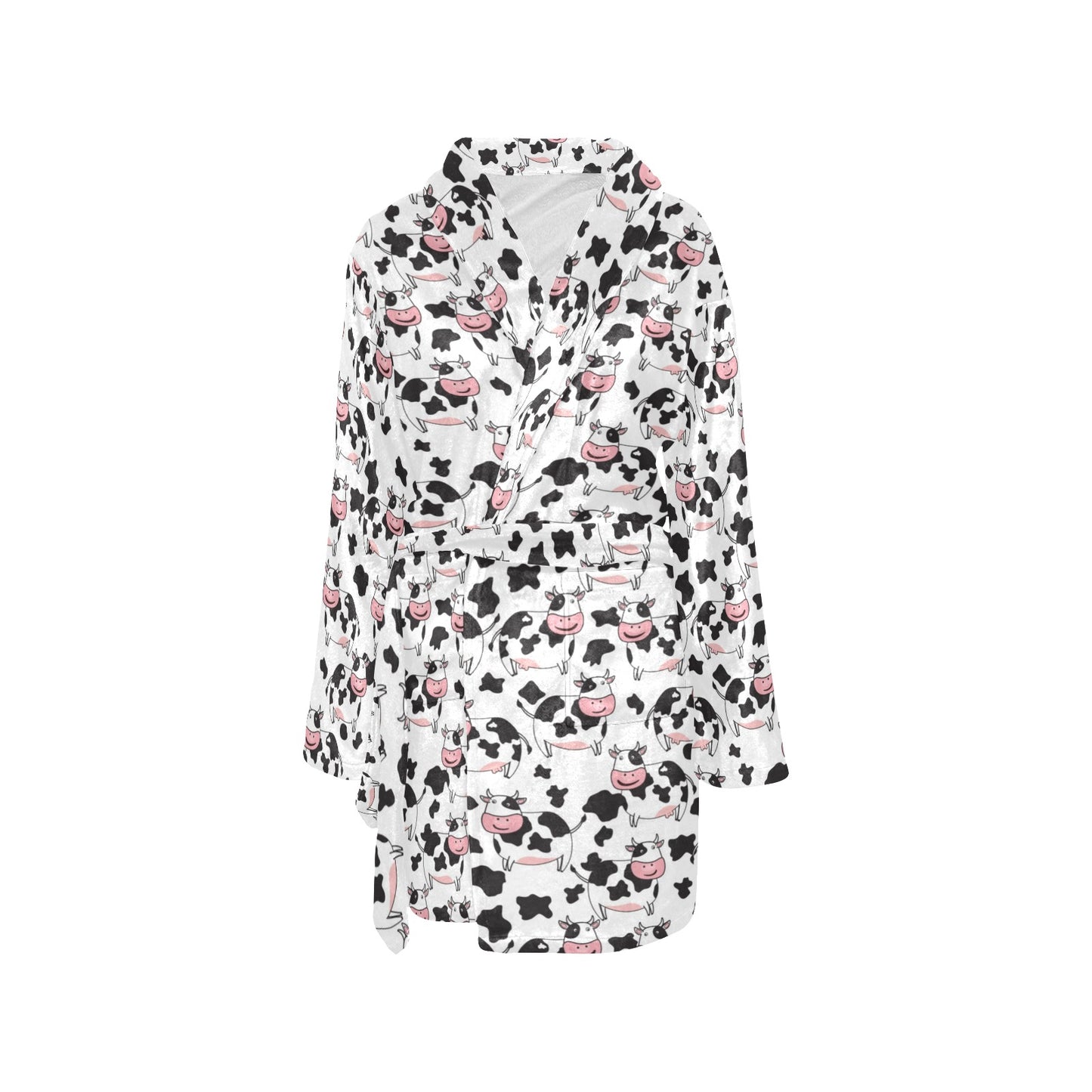 Cow Pattern Print Design 02 Women's Fleece Robe