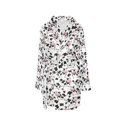 Cow Pattern Print Design 02 Women's Fleece Robe