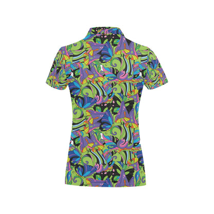 Psychedelic Trippy Mushroom Themed Women's Polo Shirt