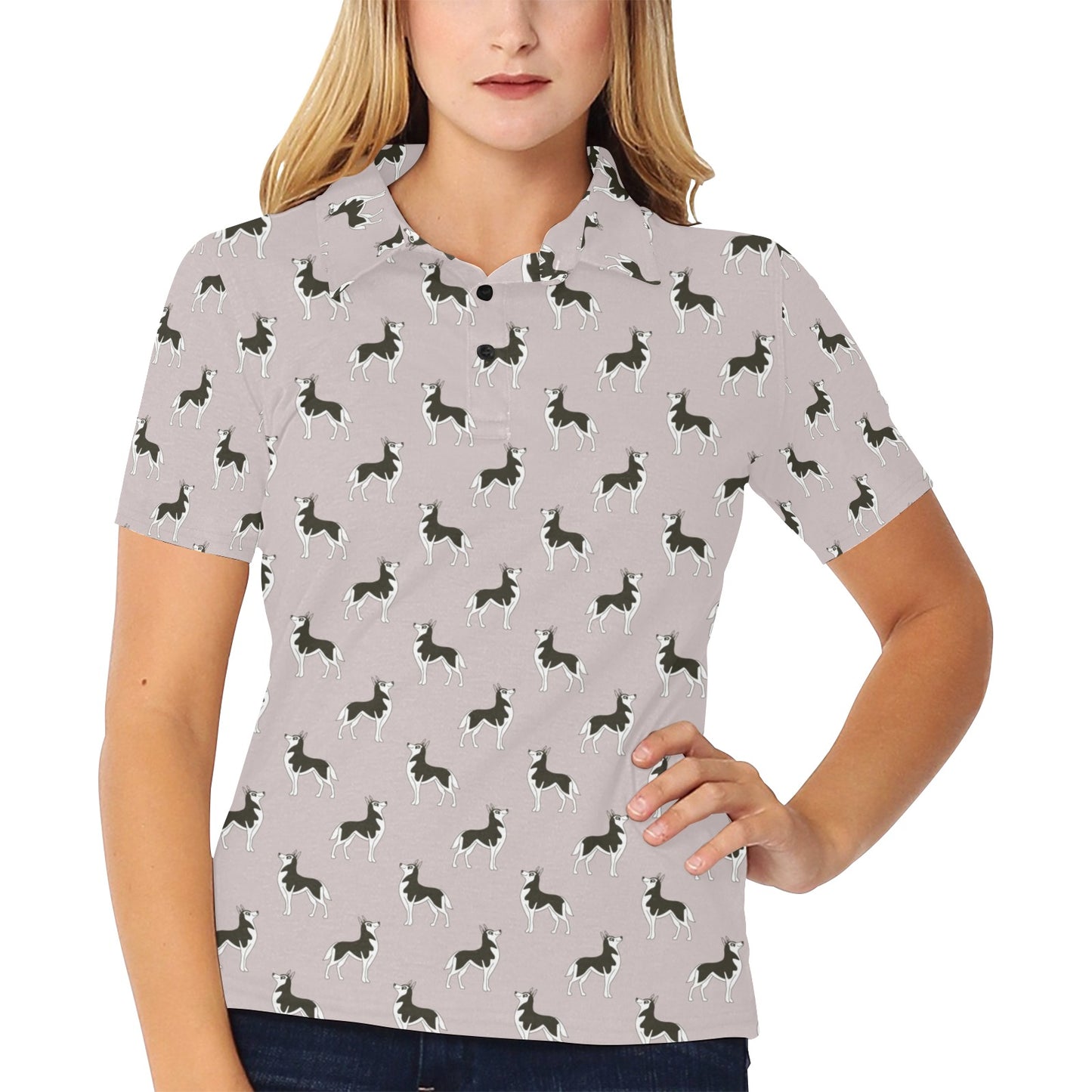 Siberian Huskies Print Design LKS301 Women's Polo Shirt