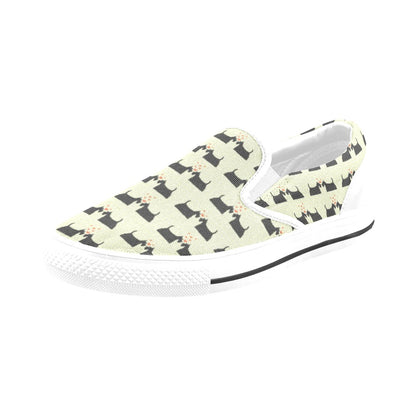 Scottish Terriers Print Design LKS304 White Slip Ons Canvas Women's Shoes