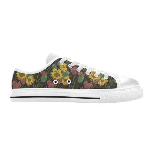 Sunflower Print Design LKS303 Women's White Low Top Shoes