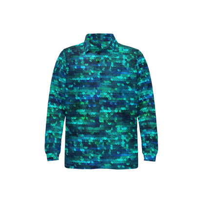 Mermaid Scales Pattern Print Design 06 Long Sleeve Polo Shirt For Men's