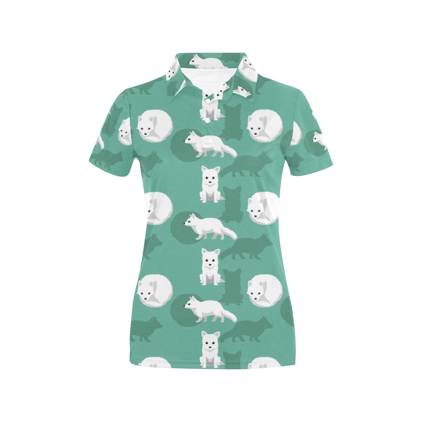 Arctic Fox Pattern Print Design Women's Polo Shirt