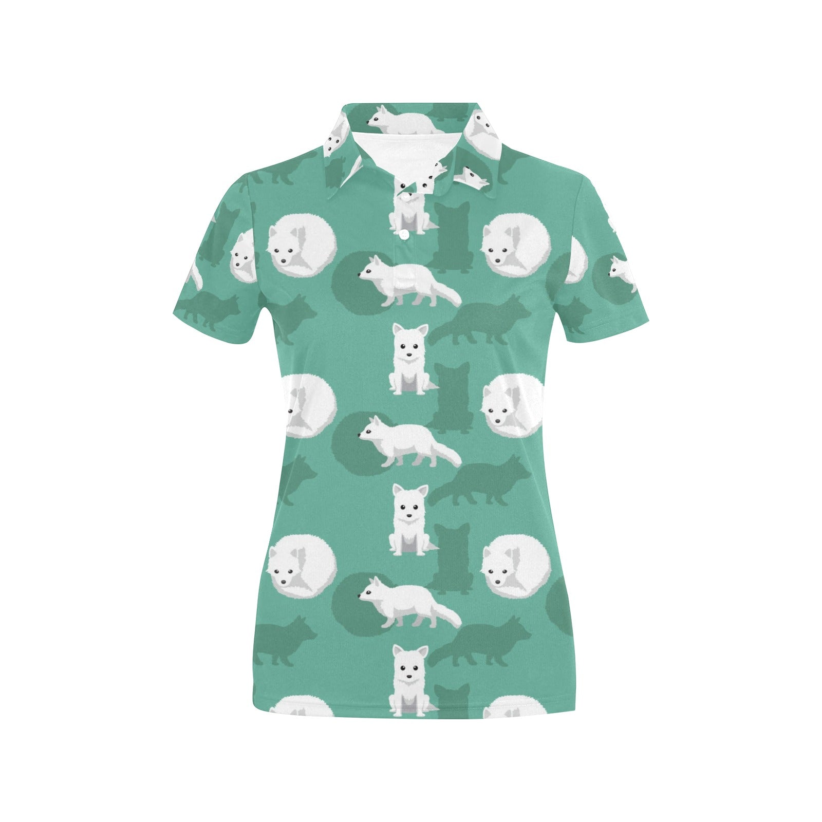 Arctic Fox Pattern Print Design Women's Polo Shirt