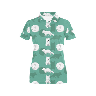 Arctic Fox Pattern Print Design Women's Polo Shirt