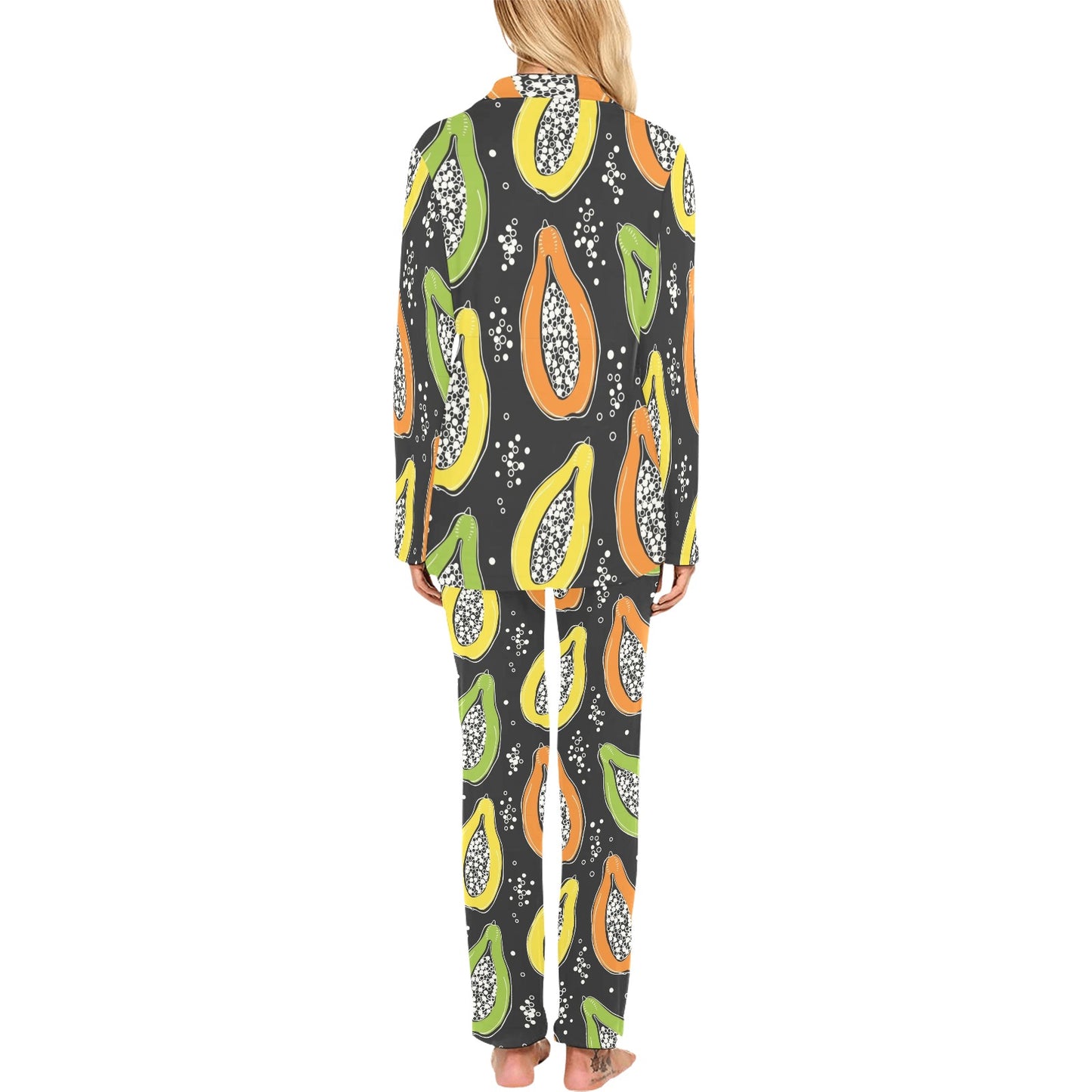 Papaya Pattern Print Design PP05 Women's Long Pajama Set