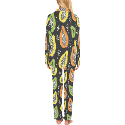 Papaya Pattern Print Design PP05 Women's Long Pajama Set