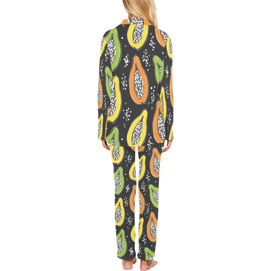 Papaya Pattern Print Design PP05 Women's Long Pajama Set