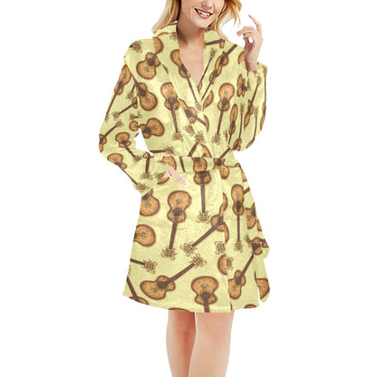 Acoustic Guitar Print Design LKS402 Women's Fleece Robe