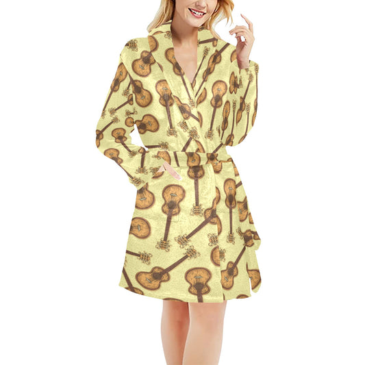 Acoustic Guitar Print Design LKS402 Women's Fleece Robe