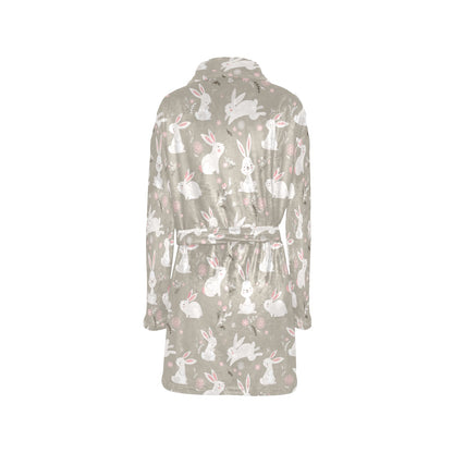 Rabbit Pattern Print Design RB03 Women's Fleece Robe