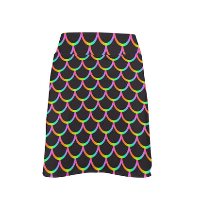 Mermaid Tail Rainbow Design Print 17" Golf & Pickleball Skort with Pockets