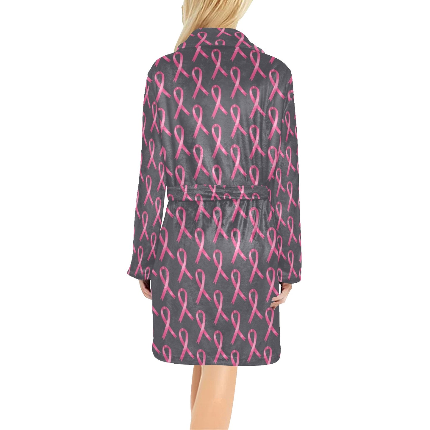 Breast Cancer Awareness Pattern Women's Fleece Robe