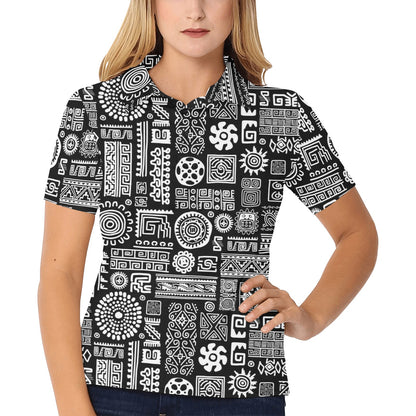 Polynesian Pattern Print Design A02 Women's Polo Shirt