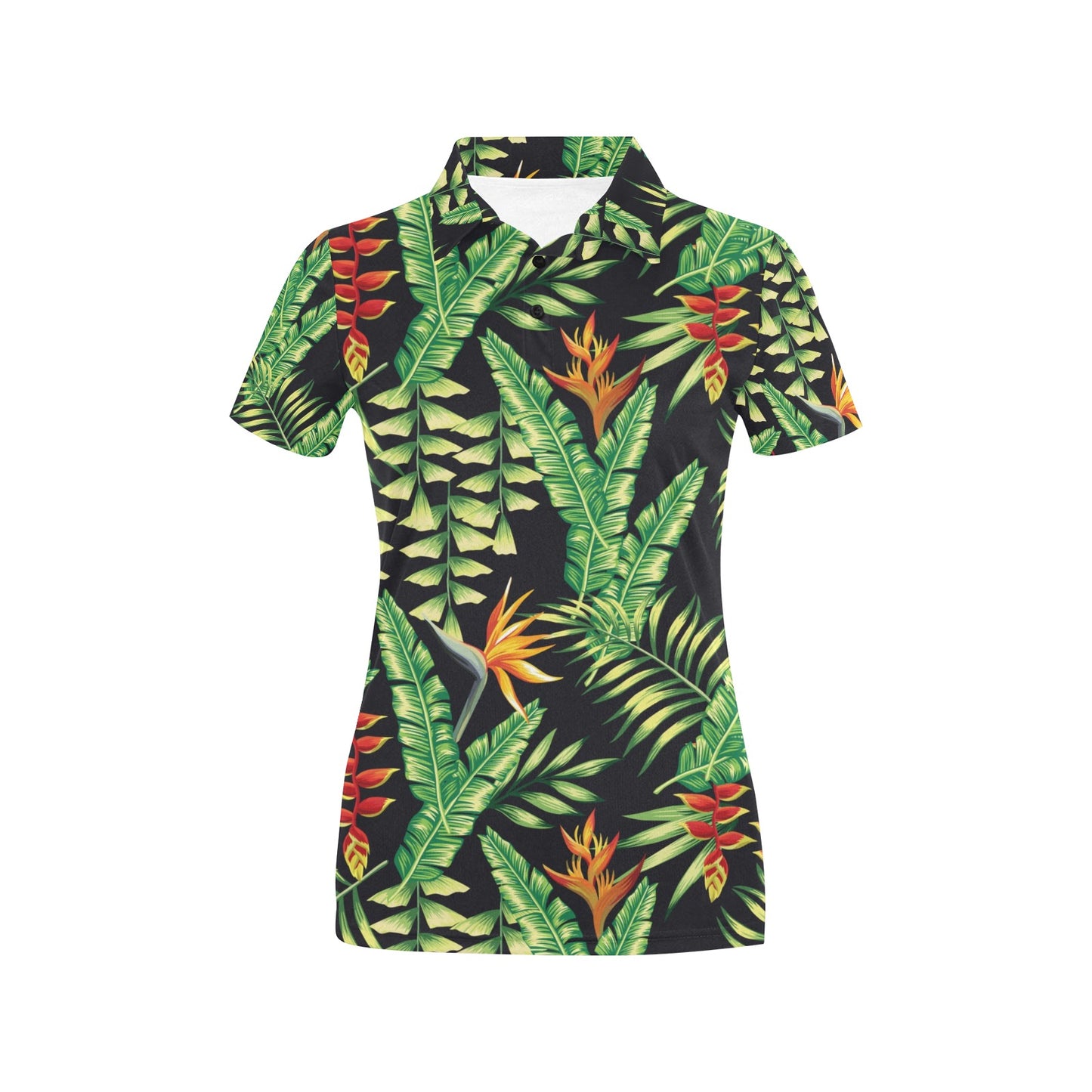 Hawaiian Flower Tropical Palm Leaves Women's Polo Shirt