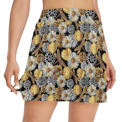 Steampunk Dragonfly Print Design LKS302 17" Golf & Pickleball Skort with Pockets