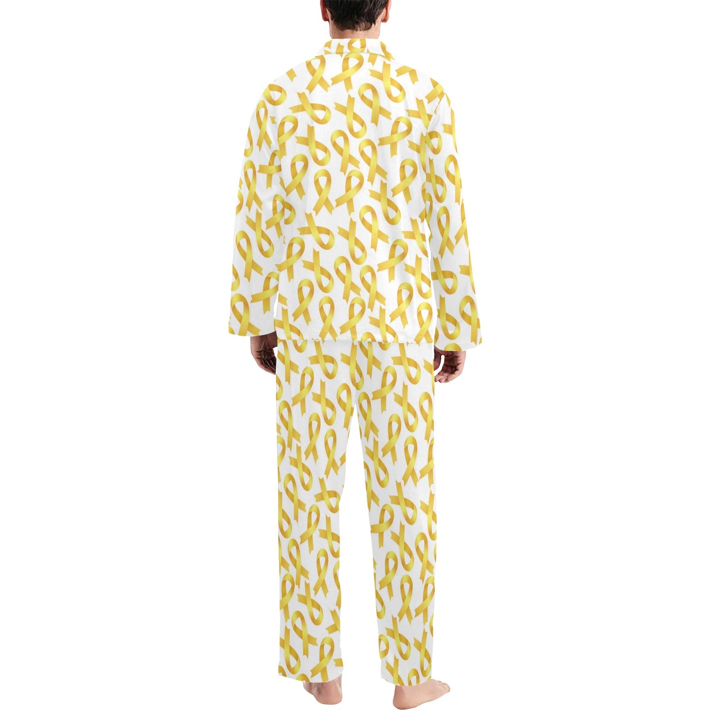 Childhood cancer Pattern Print Design 02 Men's Long Pajama Set