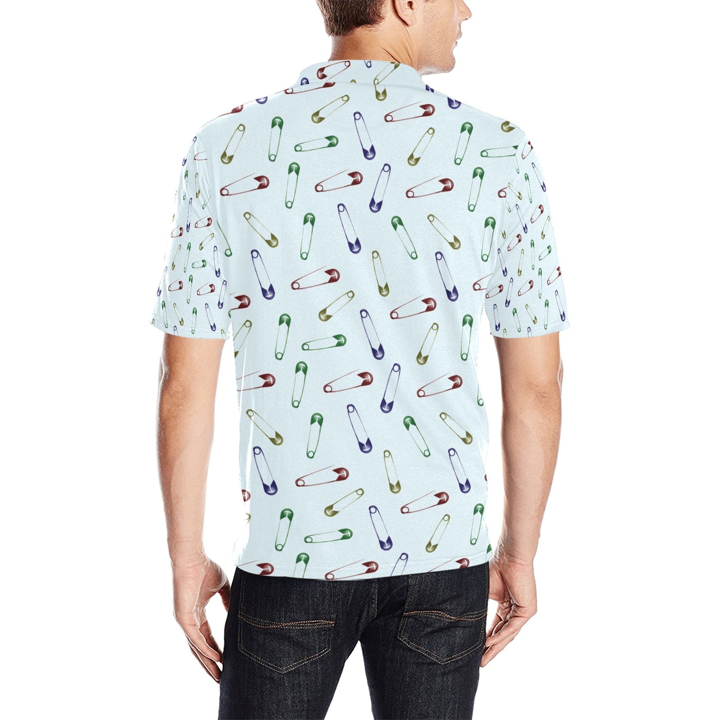 Safety Pin Print Design LKS303 Men Polo Shirt