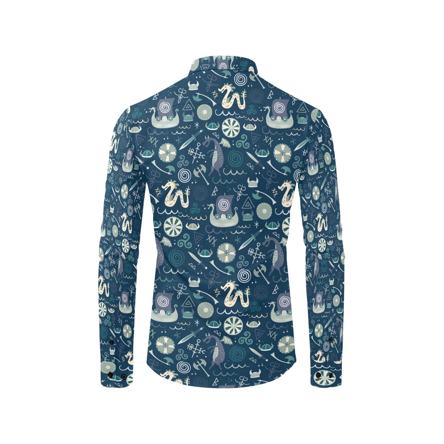 Vikings Print Design LKS305 Men's Long Sleeve Dress Shirt