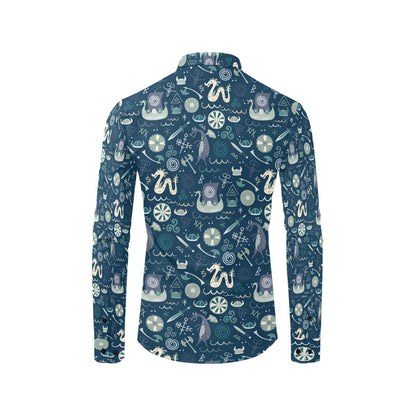 Vikings Print Design LKS305 Men's Long Sleeve Dress Shirt