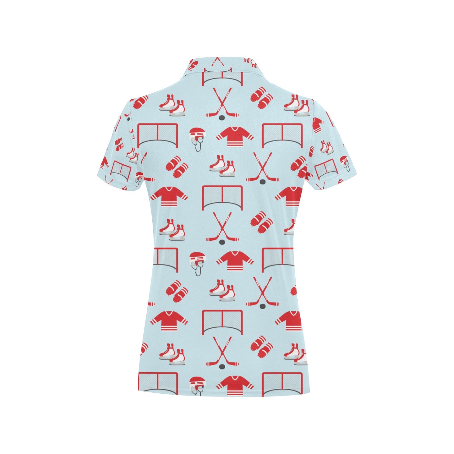 Hockey Red Equipment Print Design LKS305 Women's Polo Shirt