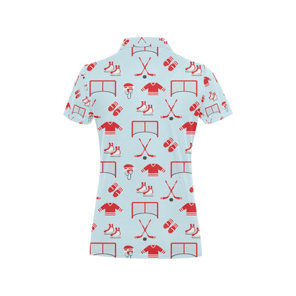 Hockey Red Equipment Print Design LKS305 Women's Polo Shirt