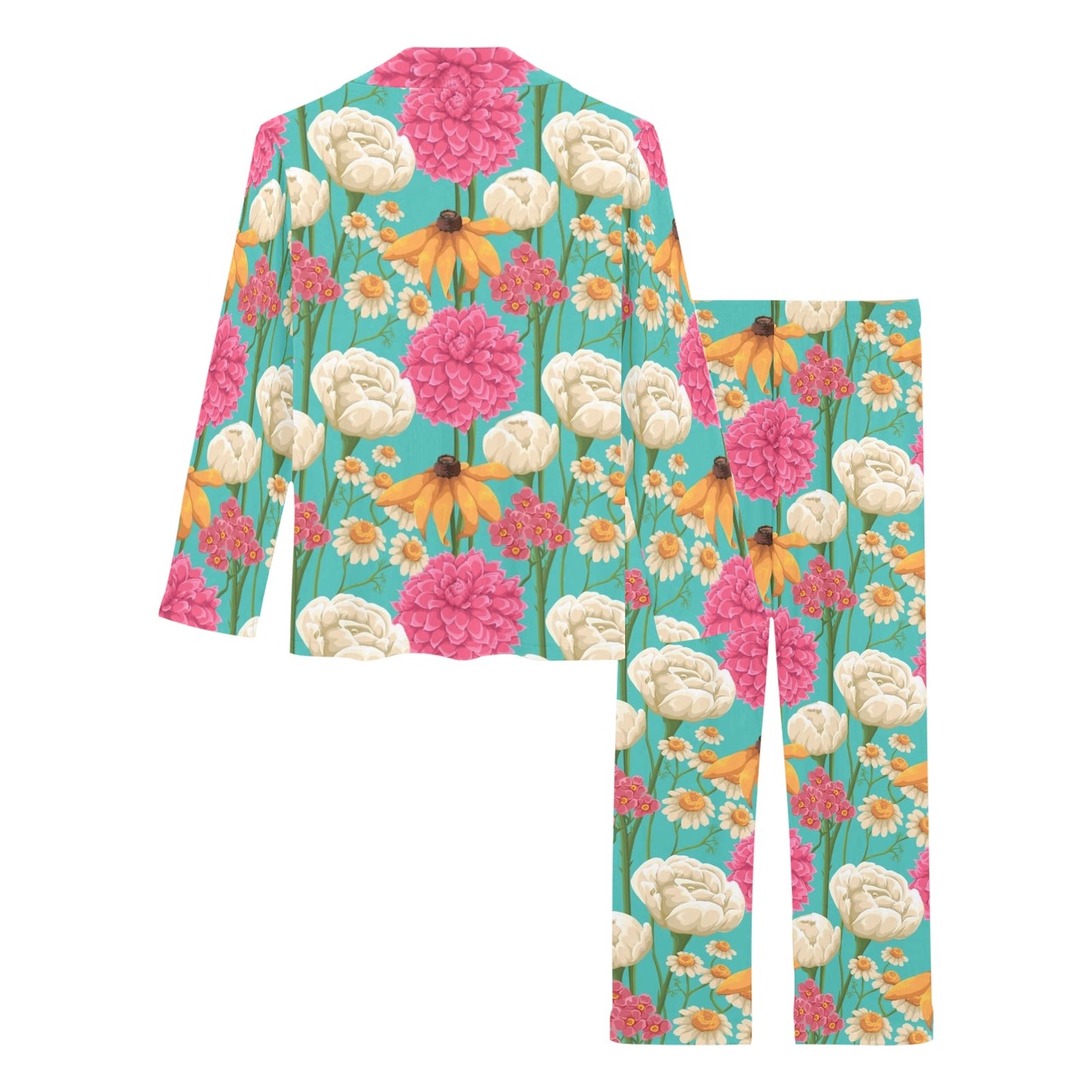 Summer Floral Pattern Print Design SF07 Women's Long Pajama Set