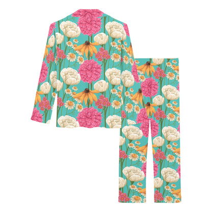 Summer Floral Pattern Print Design SF07 Women's Long Pajama Set