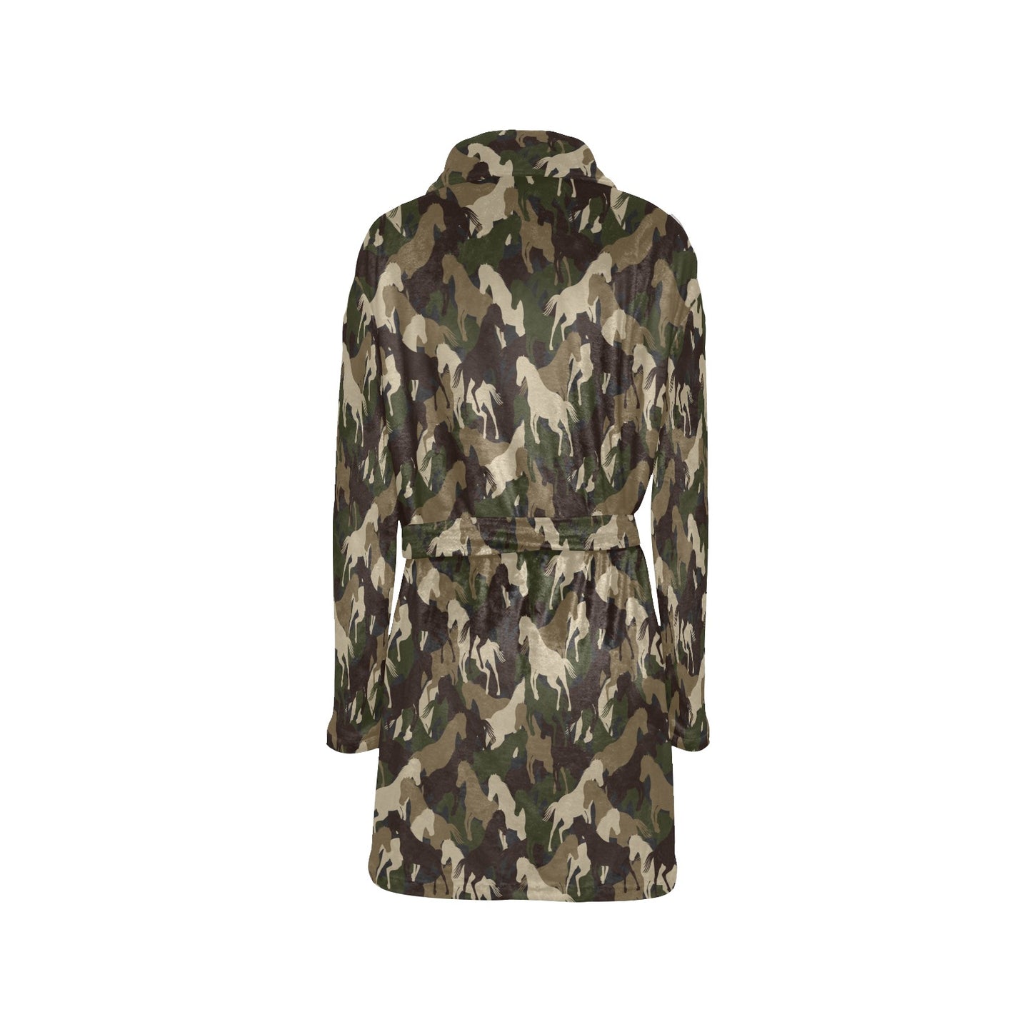 Horse Camo Themed Design Print Women's Fleece Robe