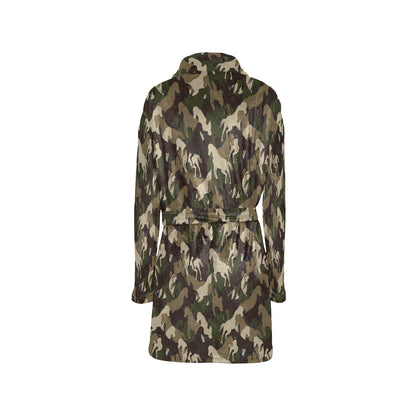 Horse Camo Themed Design Print Women's Fleece Robe