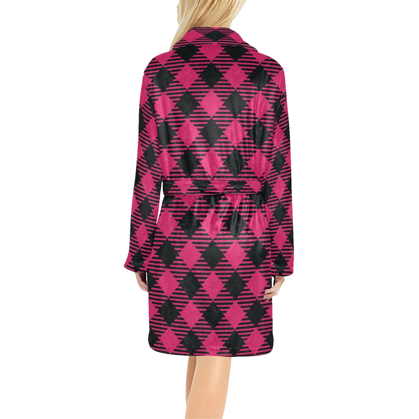 Buffalo check Pink Pattern Print Design 01 Women's Fleece Robe