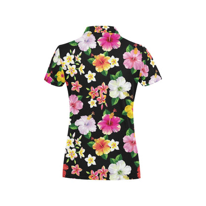 Hibiscus Pattern Print Design HB025 Women's Polo Shirt
