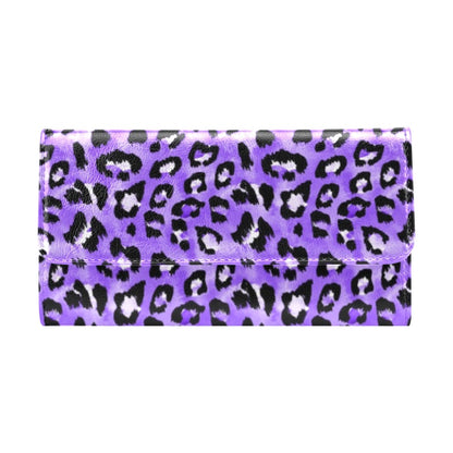 Leopard Purple Skin Print Women's Trifold Wallet