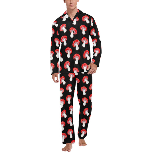 Mushroom Pattern Print Design A02 Men's Long Pajama Set