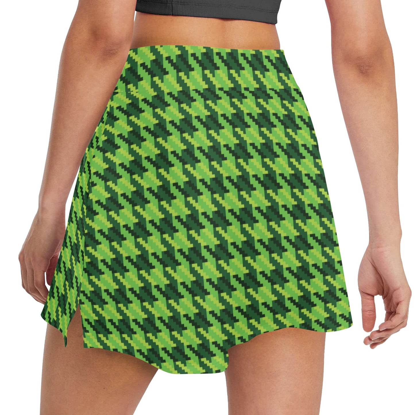 St Patricks Day Houndstooth Pattern Print LKS301 17" Golf & Pickleball Skort with Pockets