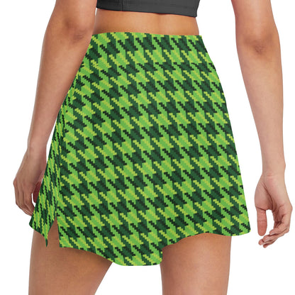 St Patricks Day Houndstooth Pattern Print LKS301 17" Golf & Pickleball Skort with Pockets