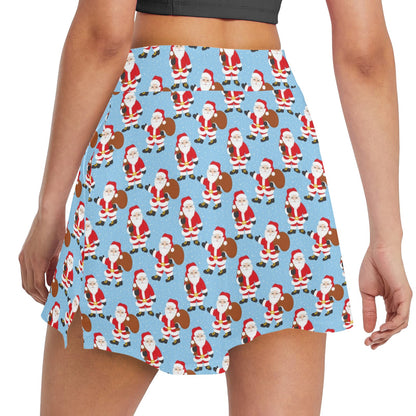 Santa Christmas Themed Print Design LKS305 17" Golf & Pickleball Skort with Pockets