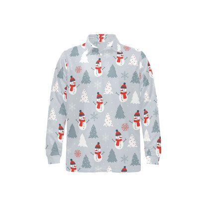 Snowman Print Design LKS302 Long Sleeve Polo Shirt For Men's