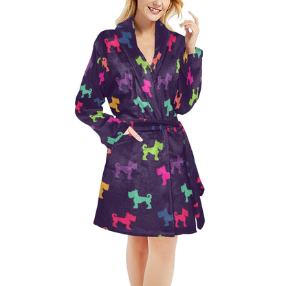 Schnauzers Pattern Print Design A05 Women's Fleece Robe